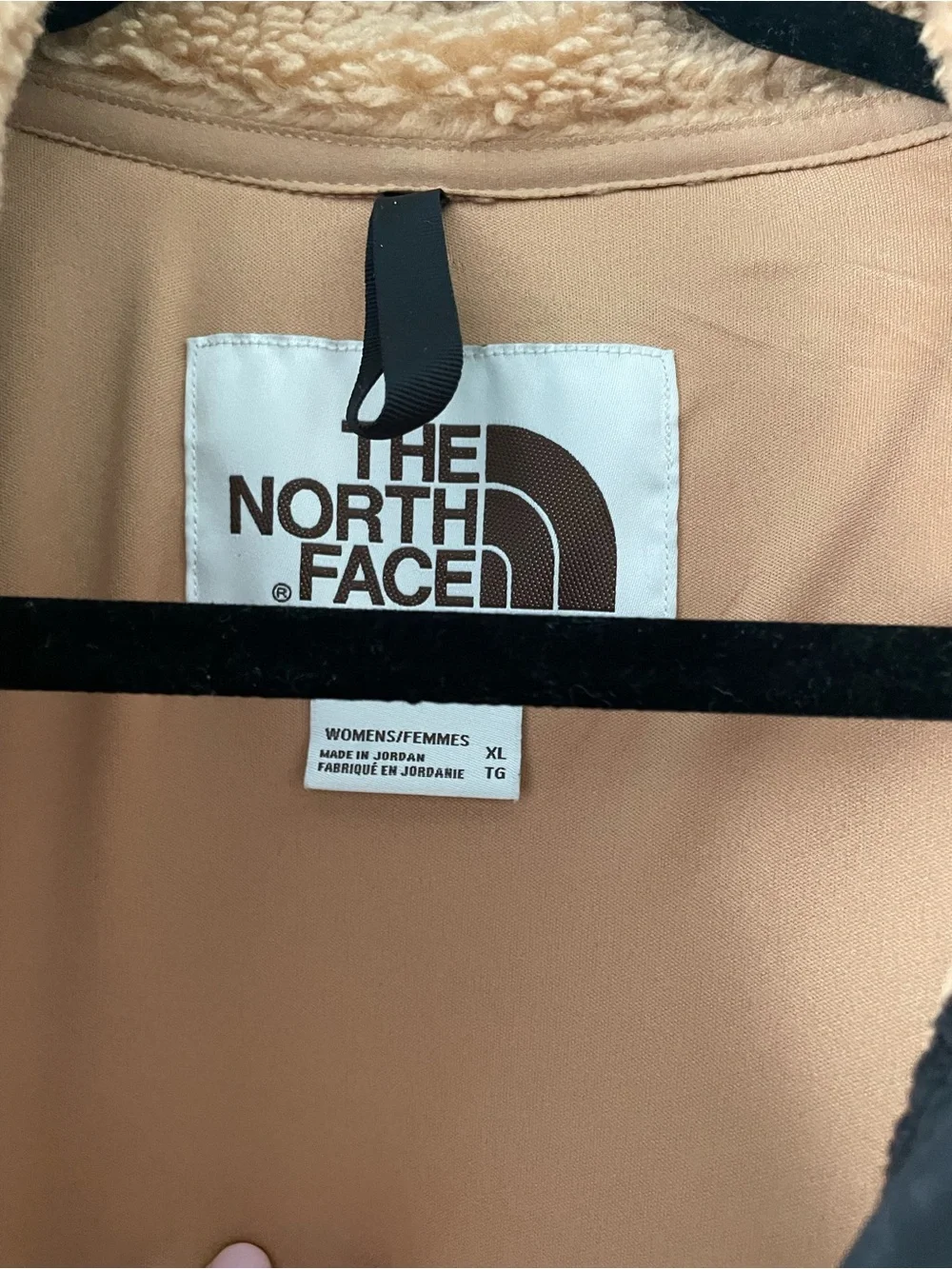 The North Face Women's Tan Sherpa Fleece Jacket with Black Trim - Picture 4 of 4